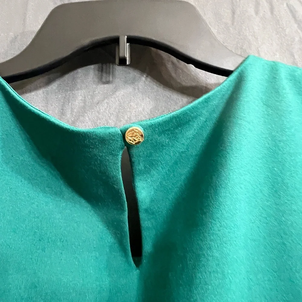 NWT Draper James Emerald women’s sleevless lined Dress with Velvet Bow size L - Picture 3 of 4